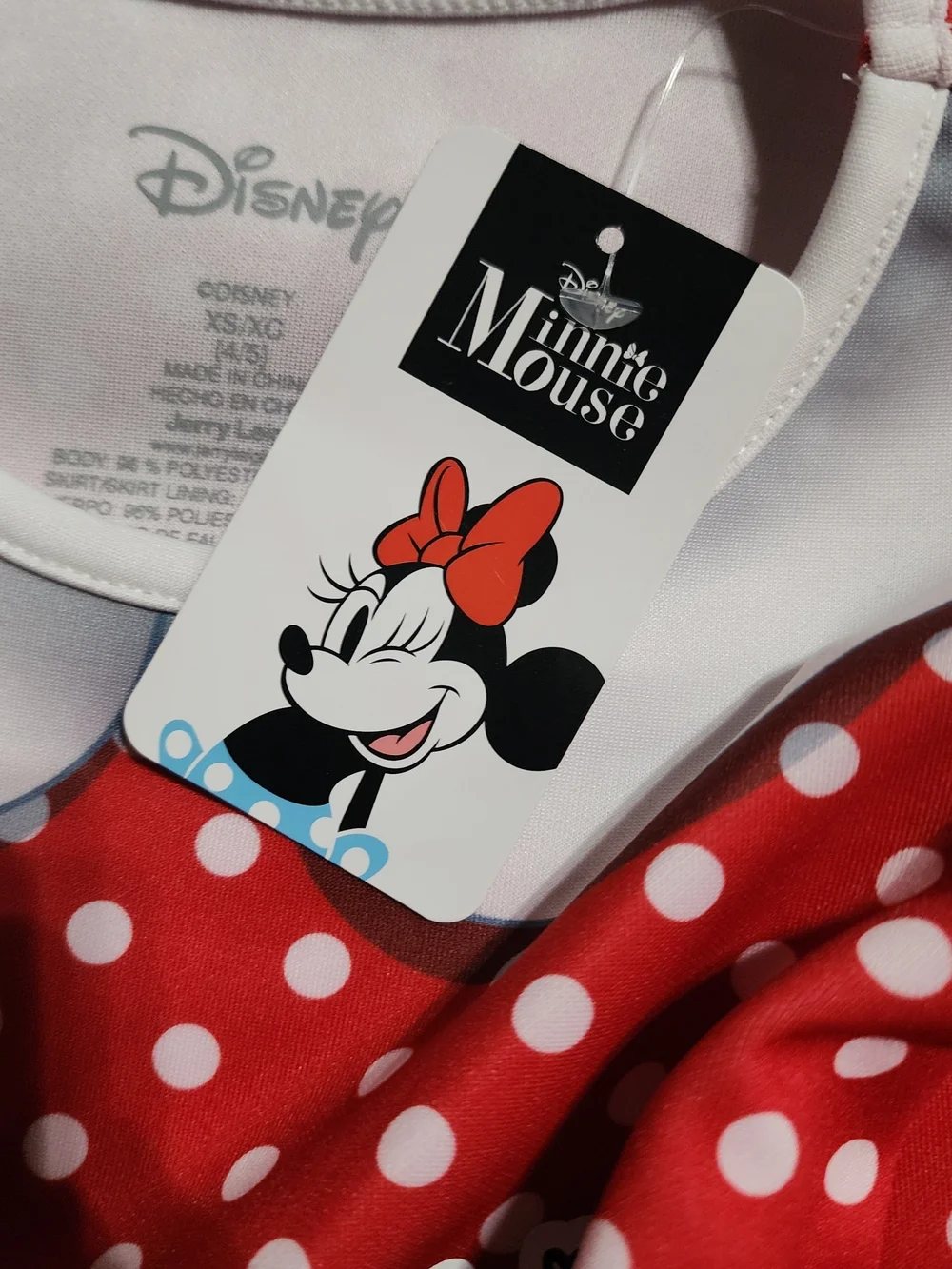 Disney Red and White Polka Dot Minnie Mouse Costume Dress with Black Bow